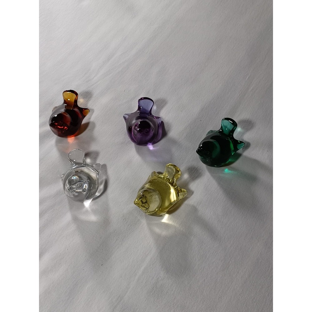 Set of 5‎ Lead Crystal Art Glass Bird Figurines Multicolor Made in Germany Decor